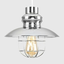 ValueLights Penglai Silver Ceiling Pendant Shade and B22 Pear LED 4W Warm White 2700K Bulb