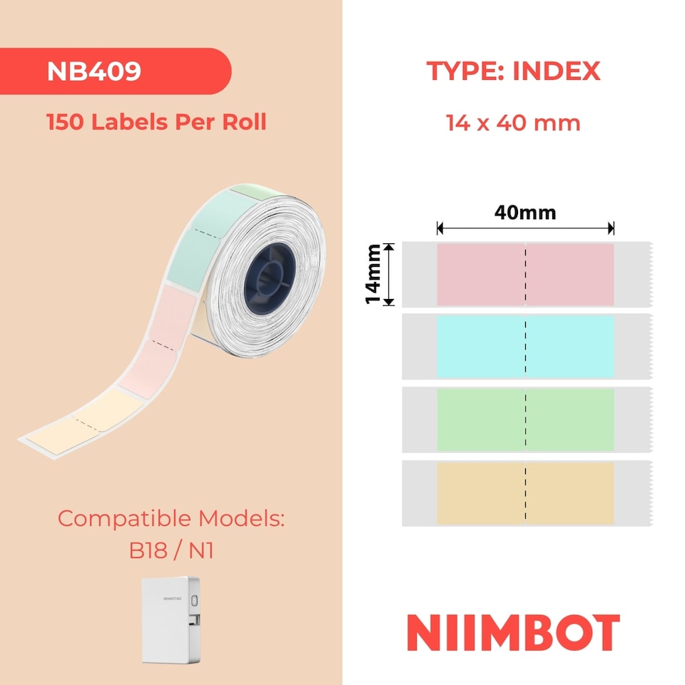 image 1 of NIIMBOT N1 14x40mm Summer Thermal Transfer Label Roll 150 Labels