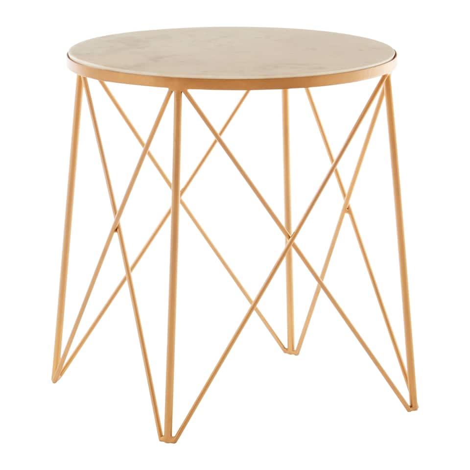 image 1 of Shalimar Round Marble Top Side Table Gold