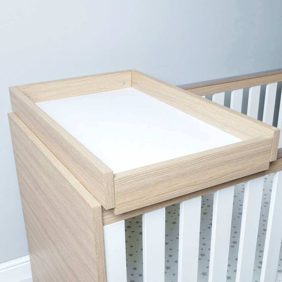 image 1 of Babymore Luno Veni Cot Top Changer - Oak