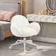 image 2 of HOMCOM Fluffy Leisure Chair Office Chair with Backrest Wheels Cream White