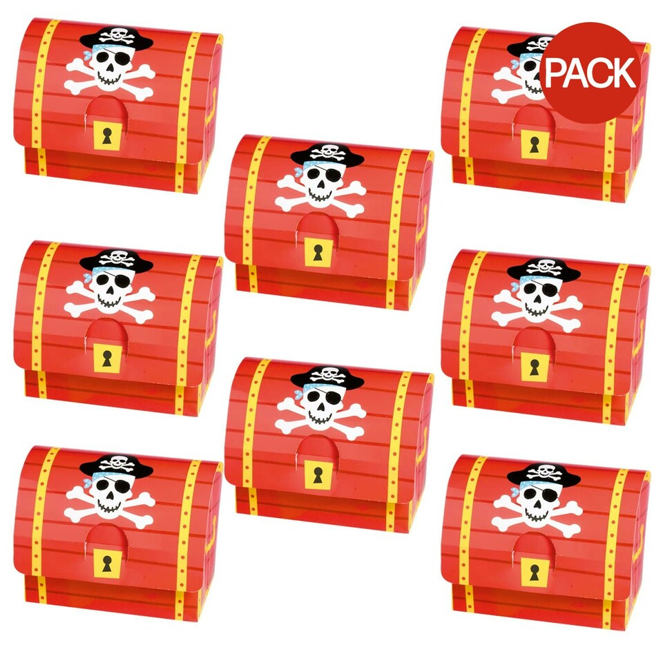 Amscan Pirate Gift Boxes (Pack of 8) - Red/Yellow - One Size