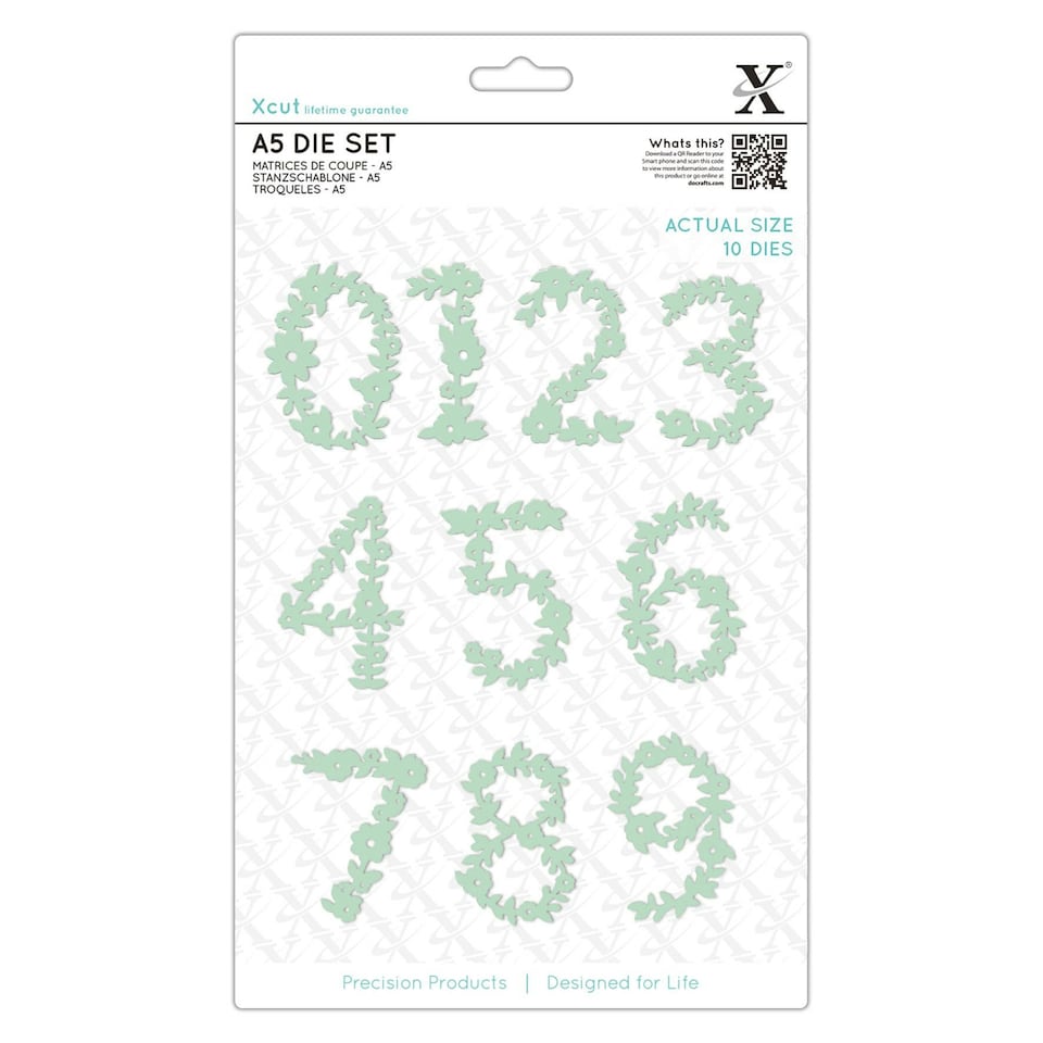 image 1 of Xcut Dies - Floral Numbers, Silver, A5