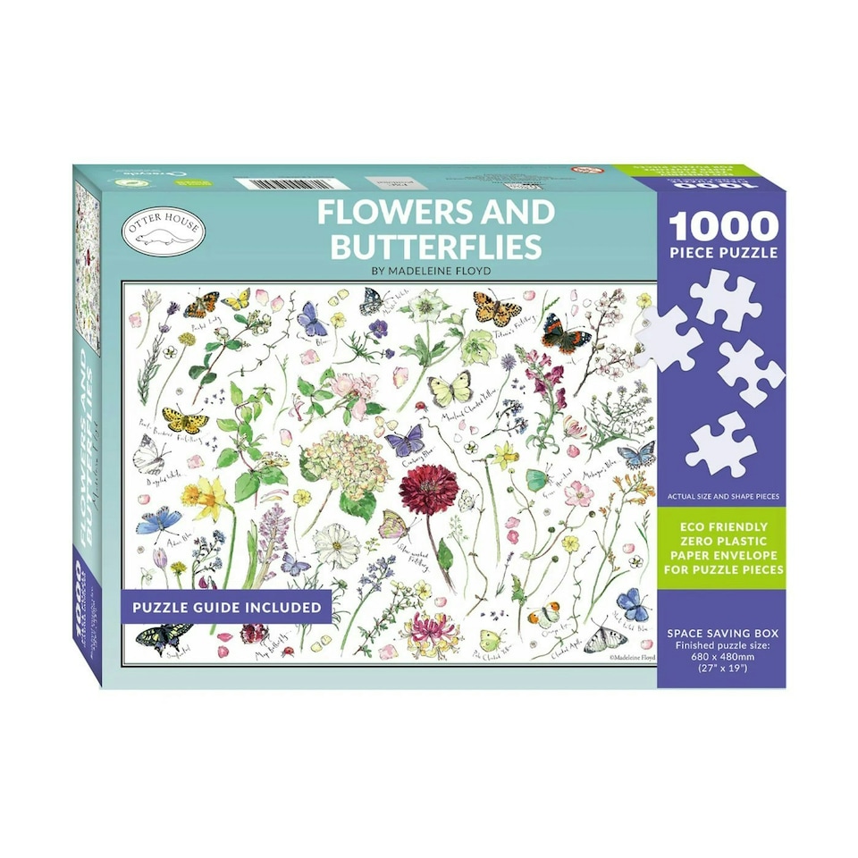 image 1 of Otter House 1000 Piece Jigsaw Puzzle Flowers & Butterflies