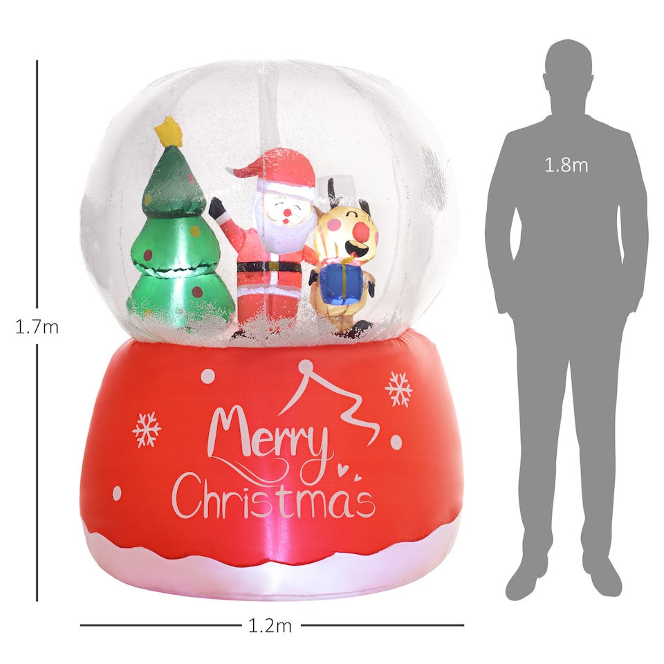 image 1 of Outsunny 5.5FT Christmas Inflatable Crystal Ball with Santa Claus, Reindeer and Xmas Tree, Inflatable Christmas Decoration, Christmas Blow Up Crystal Ball with LED Lights for Indoor, Outdoor