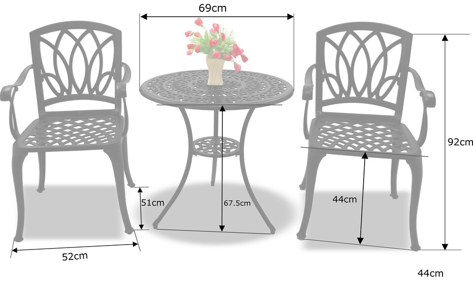 image 1 of Centurion Supports POSITANO Garden and Patio Table and 2 Chairs Cast Aluminium Bistro Set - Black