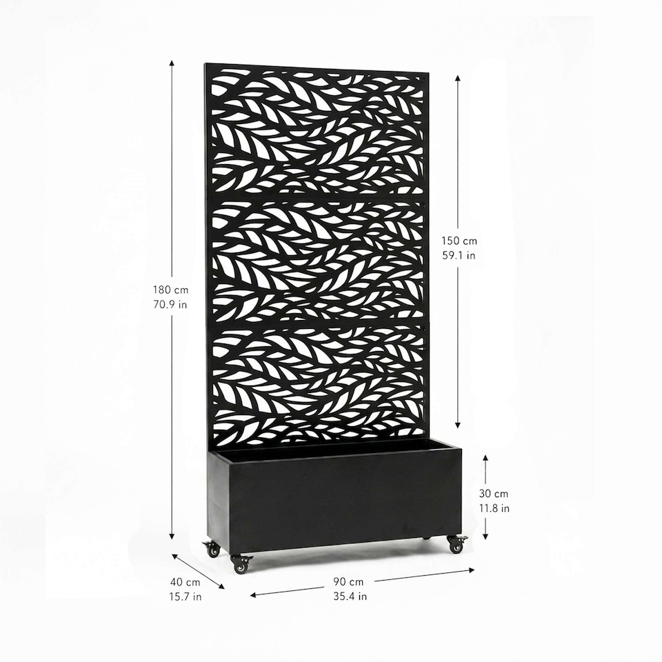 image 1 of Nicoman Metal Privacy Screen with Planter Pot Leaf Pattern