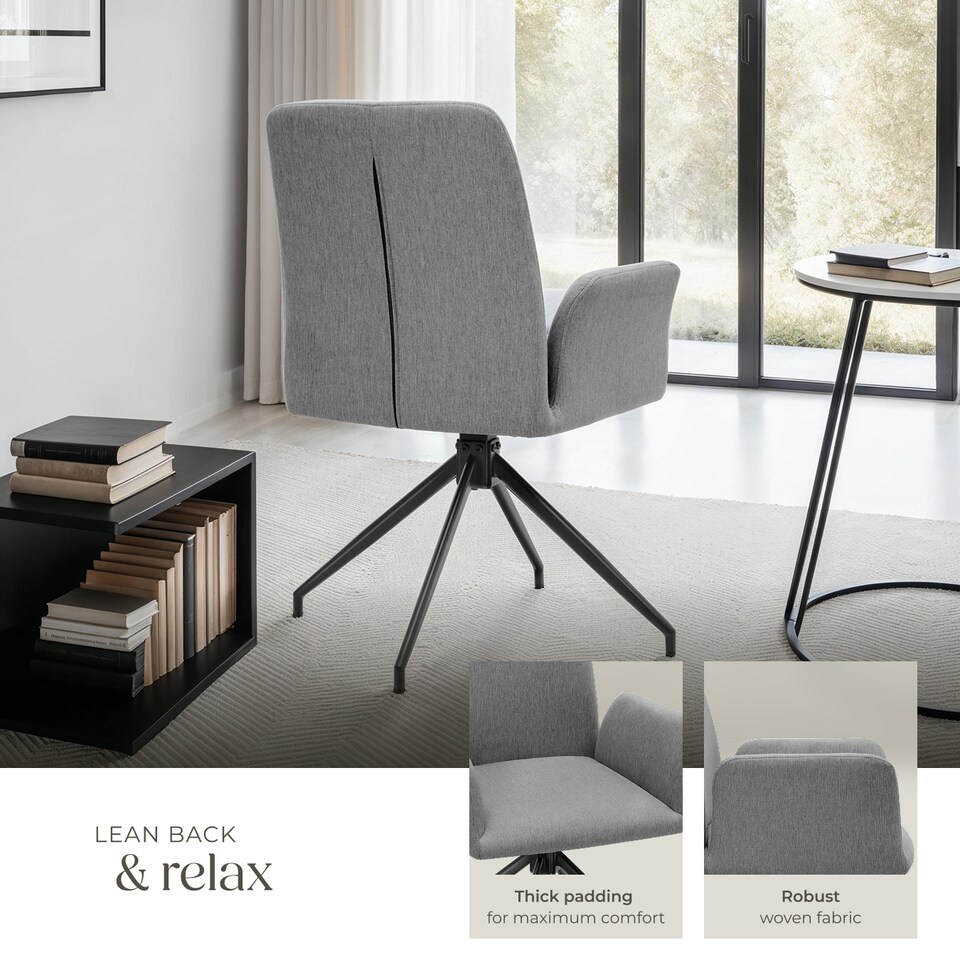 image 1 of Swivel Chair Daya - upholstered, robust fabric, 55.5 x 58 x 87 cm | Grey | anthracite | 6