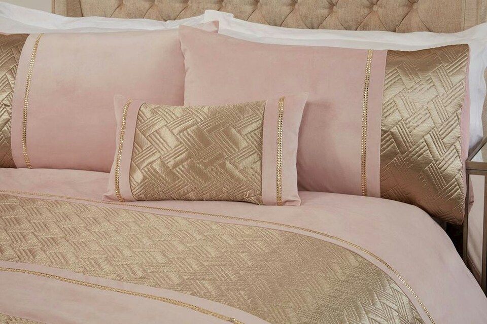 image 1 of Capri Polycotton Duvet Cover Set With Pillowcase | Gold | Double | 1