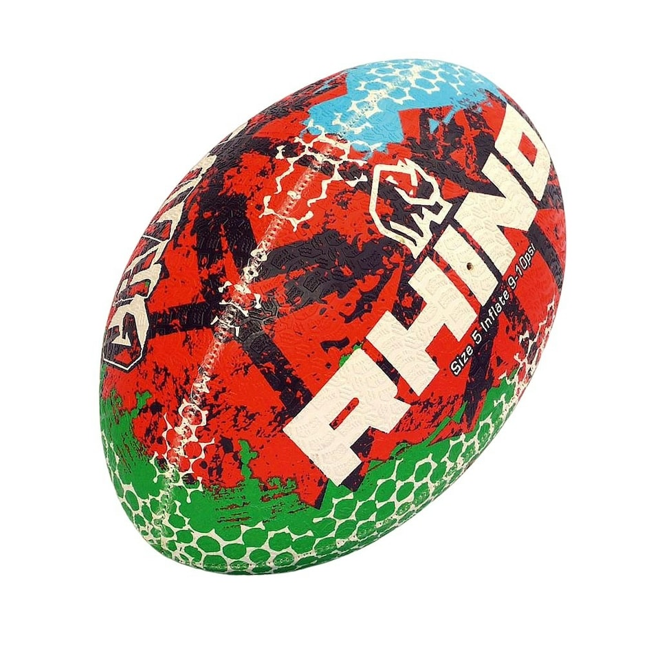 image 1 of Rhino Graffiti Rugby Ball - Red/Blue/Green - 5
