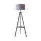 image 4 of ValueLights Morrigan Grey Wood Tripod Floor Lamp Grey & Chrome Shade Grey