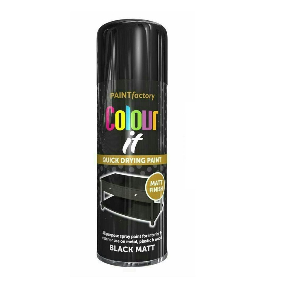 image 1 of Primer Spray Paint Aerosol Auto Car Lacquer Wood Metal 400ml Black | Matt