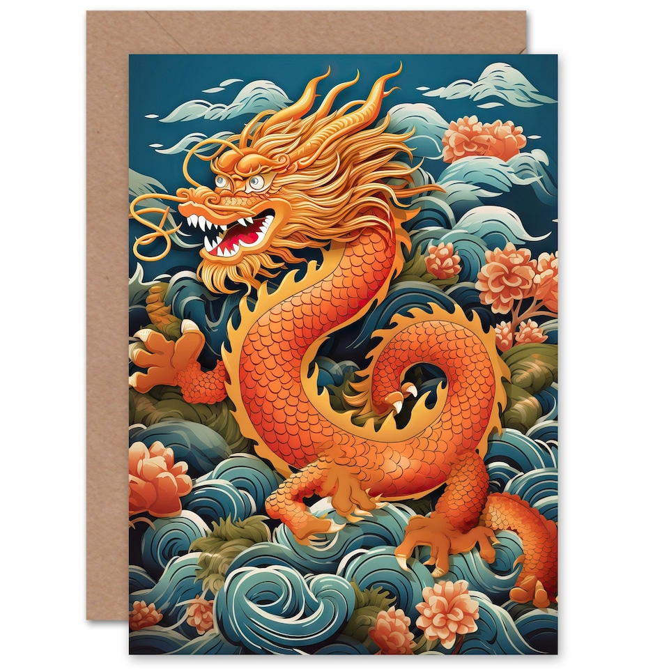 image 1 of 2024 Chinese New Year of the Dragon Good Luck Birthday Greeting Card