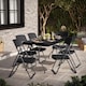 image 2 of 5Ft Rattan Effect Garden Folding Table and Chairs Garden Set - Black | Black | 7