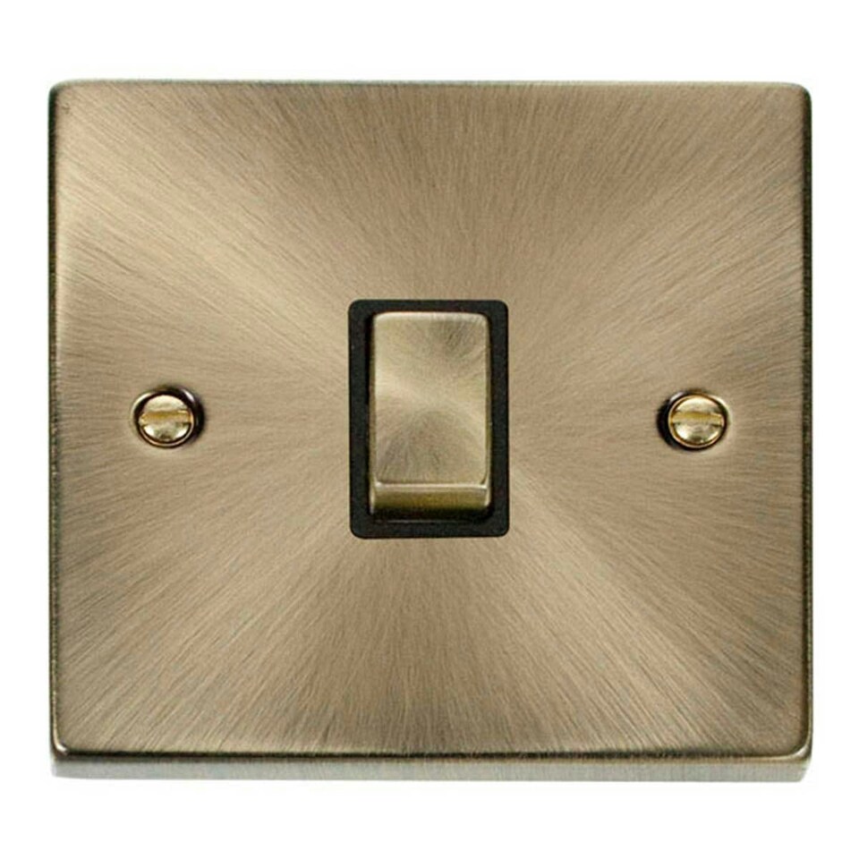 image 1 of SE HOME Antique Brass 1 Gang 20A Ingot DP Switch Brown | Antique Brass