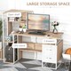 image 4 of HOMCOM Computer PC Laptop Desk Table Shelf 2 Drawers Bookstore workstation