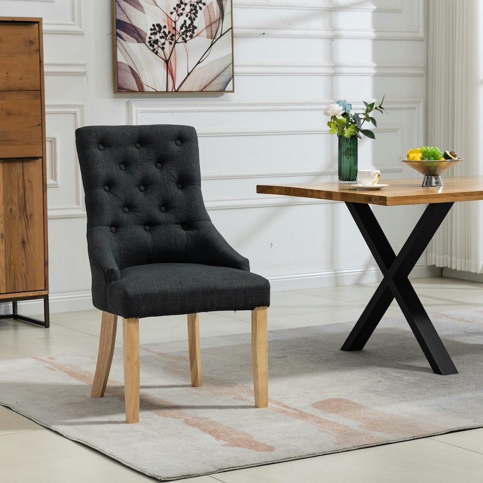 image 1 of Ravenna Fabric Dining Chairs - Set of 2 - Black