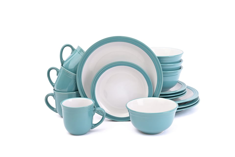image 1 of 16pc Camden Teal Dinner Set