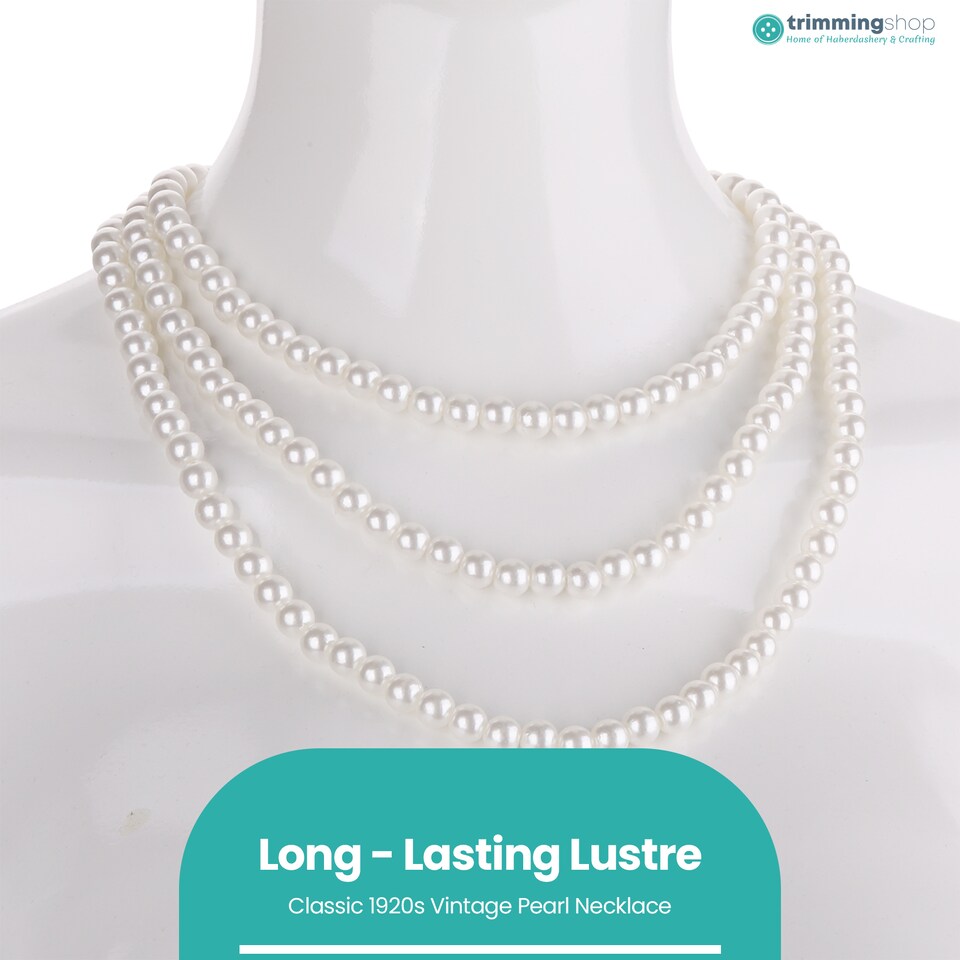image 1 of 150cm White Vintage Fashion Long Pearl Necklace for Women - 1pc