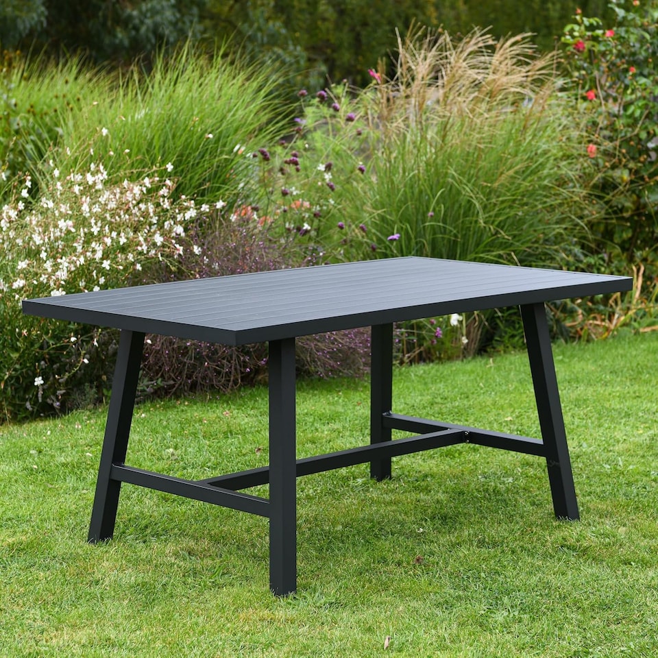 image 1 of Aluminium Garden Dining Set with Cushions for 6 People, Luxury Outdoor Furniture (Grey)