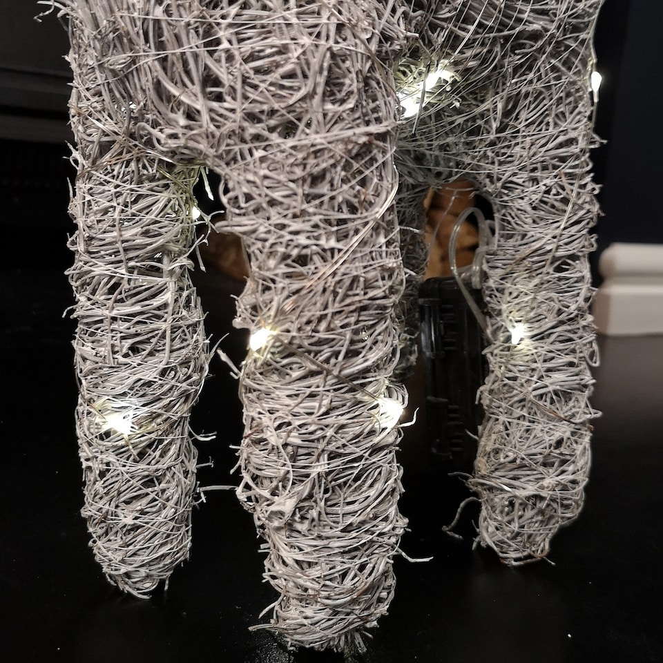 image 1 of 51cm Battery Operated Rattan Woven Blitzen Reindeer with Warm White LEDs
