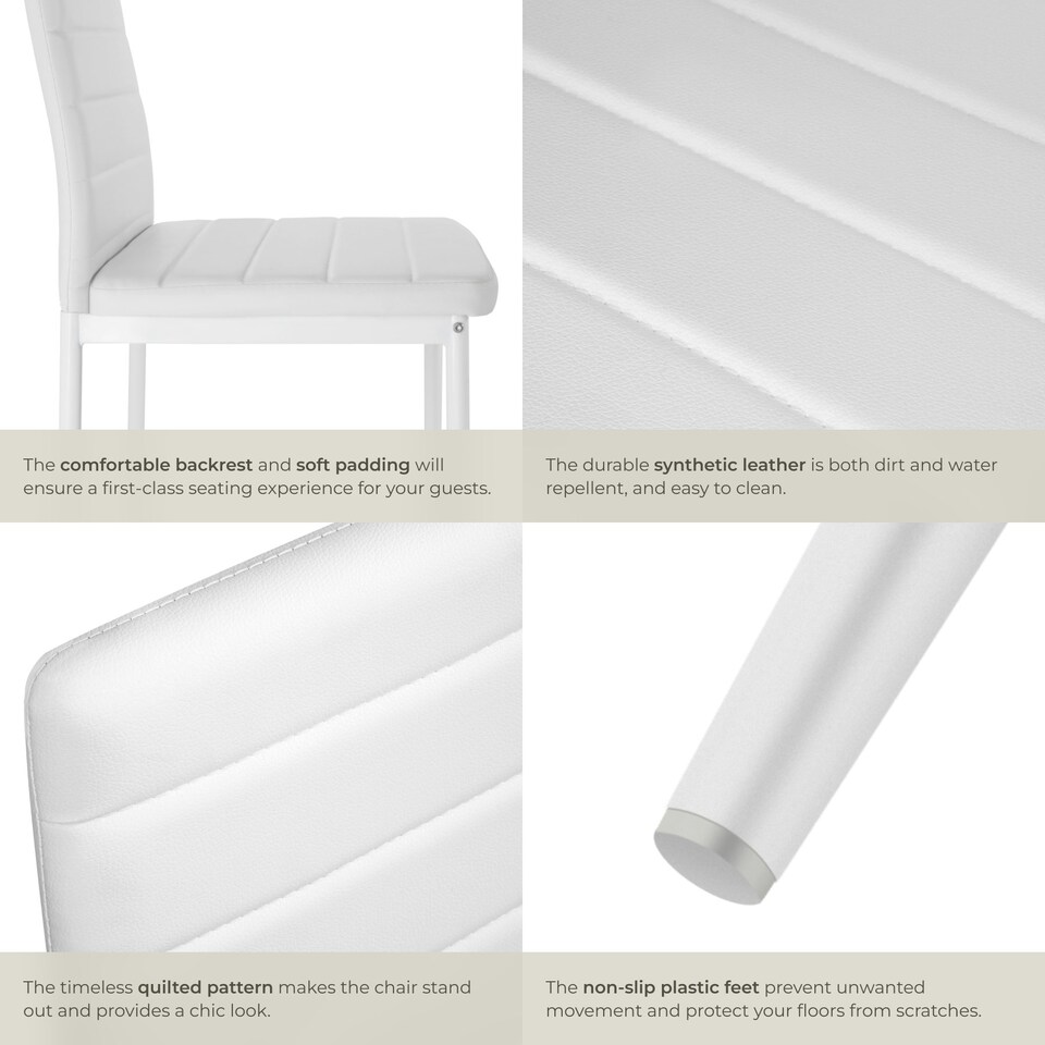 image 1 of Dining Chairs - high backrest, padded, synthetic leather  - Set of 8 White