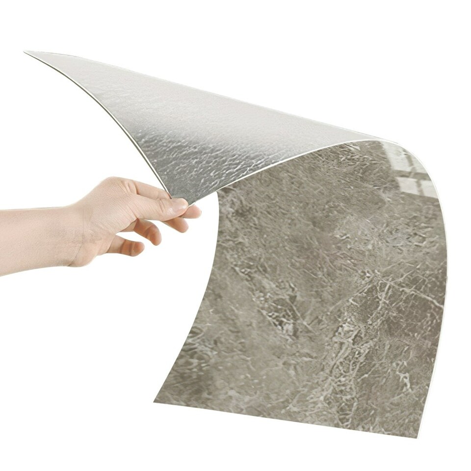 image 1 of Living and Home 10 Pcs Peel and Stick Marble Wall Tile, Dark Grey