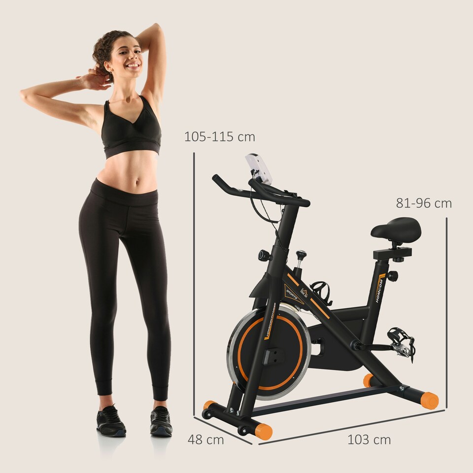 image 1 of HOMCOM Exercise Bike Indoor Cycling with LCD Display, Heart Rate Sensor
