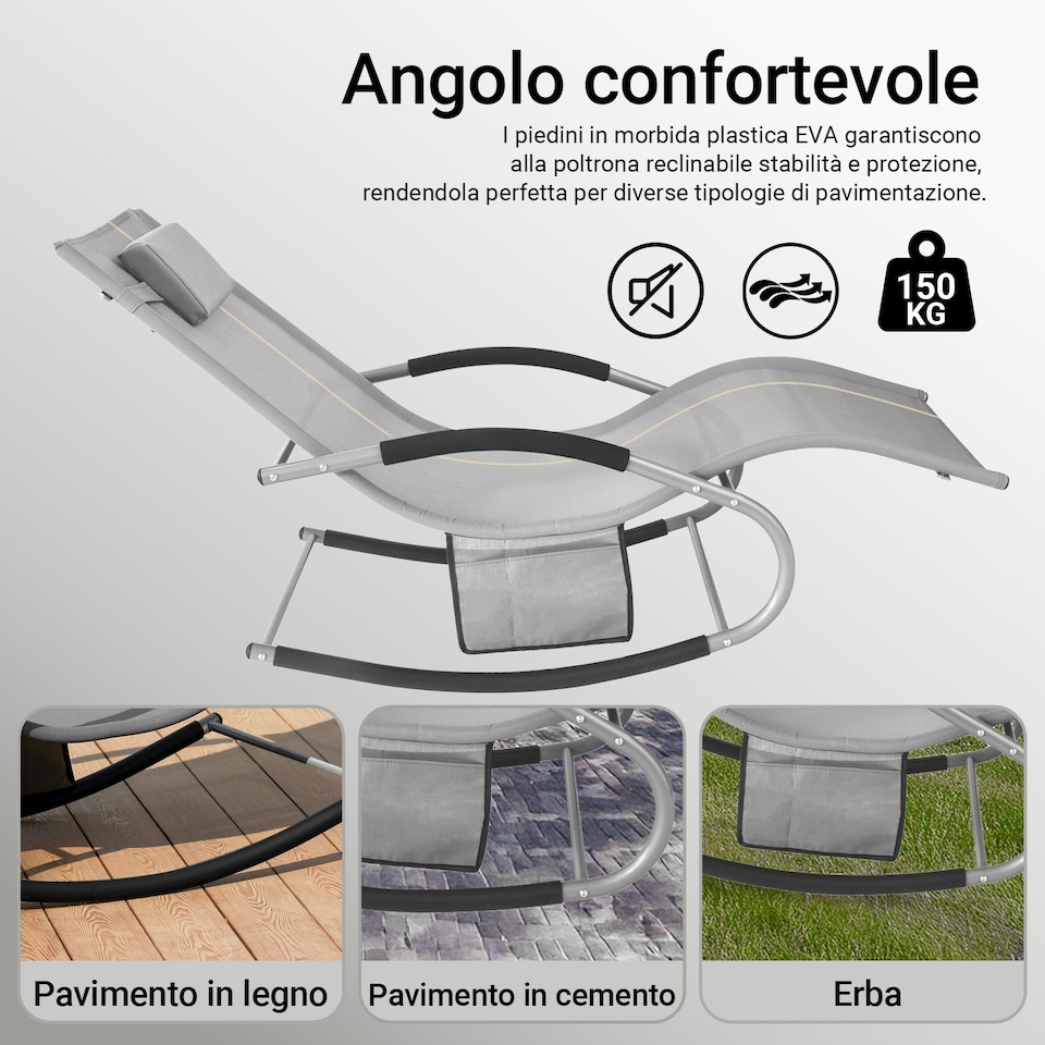 image 1 of SoBuy OGS28-HG,Outdoor Garden Rocking Sun Lounger Recliner