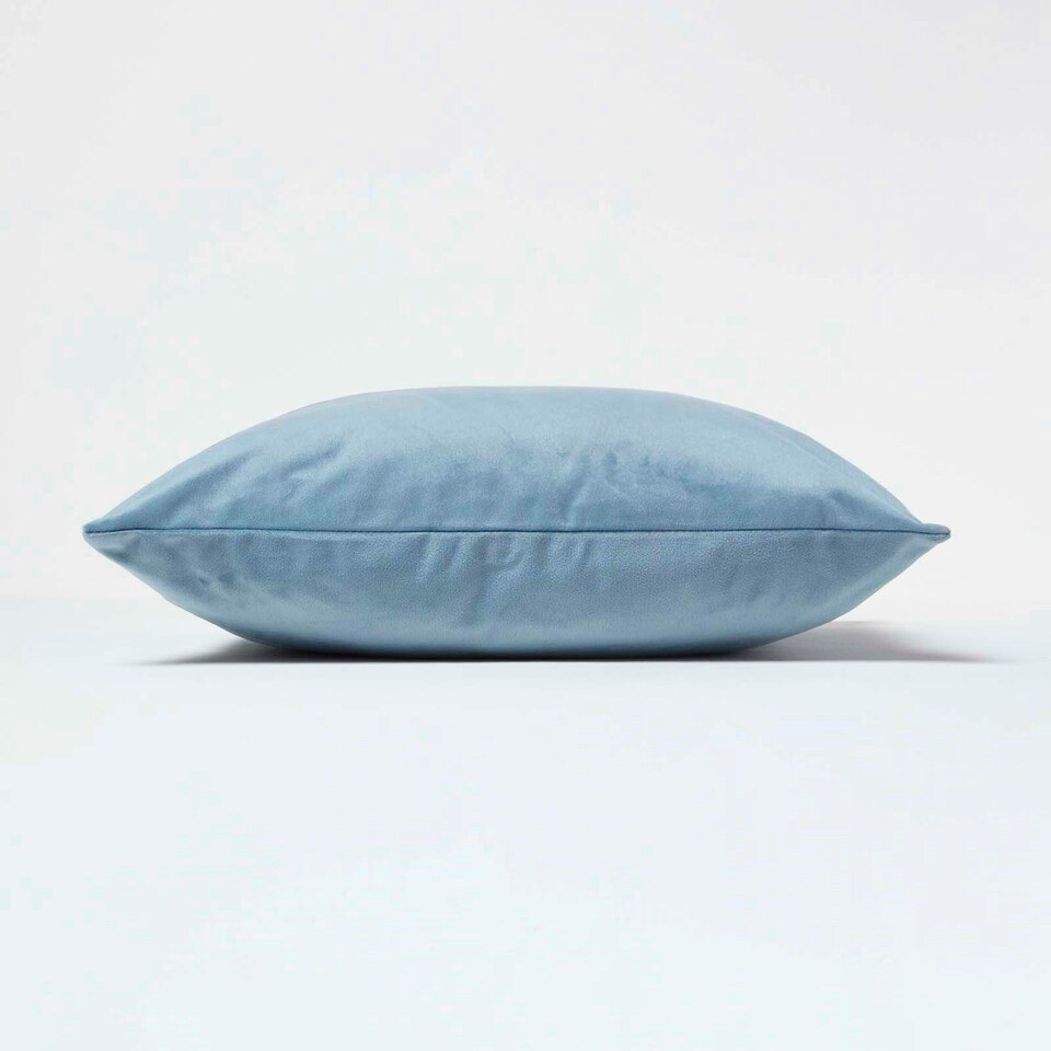 image 1 of Homescapes Blue Velvet Cushion - 45 x 45 cm Blue