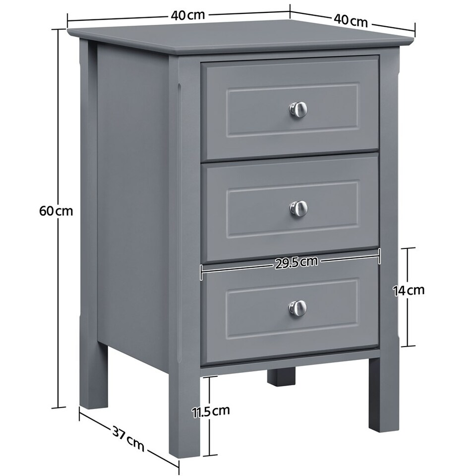 image 1 of Yaheetech Modern Style Side Table with 3 Spacious Drawers