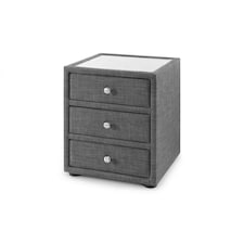Slate Grey Fabric Bedside Drawer - 3 Drawers