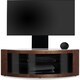 image 5 of Centurion Supports PANGEA Black/Walnut Beam-Thru Curved True-Corner 32"-50" TV Cabinet with Mounting Arm Black | Walnut