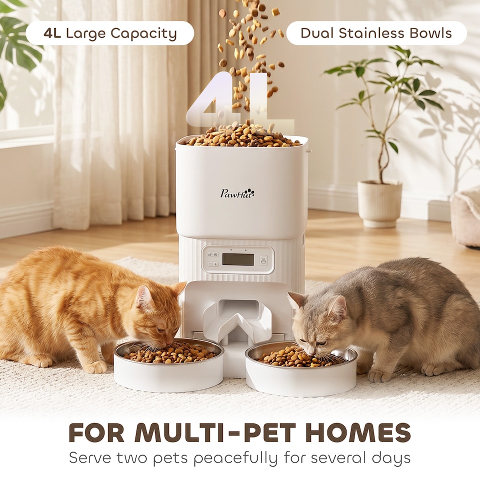 image 1 of PawHut Automatic Cat Feeder Timed Portion Control 4L