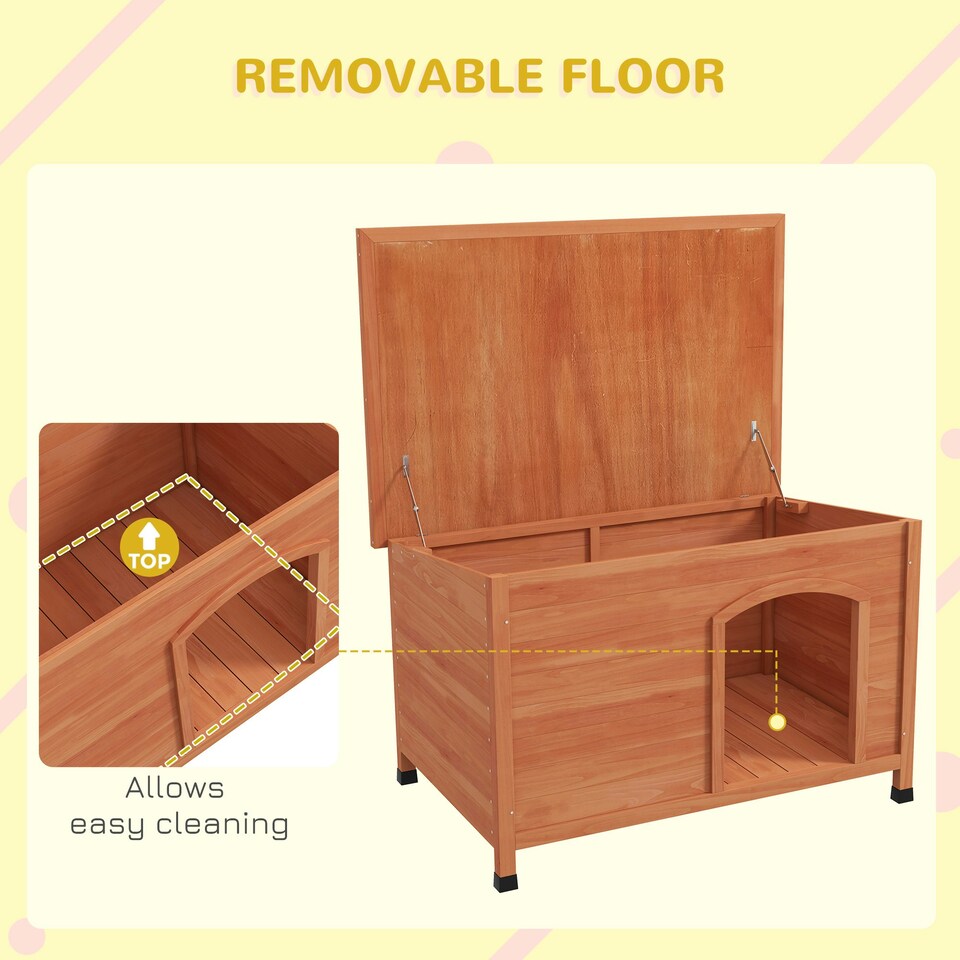 image 1 of PawHut Wooden Dog Kennel with Removable Floor, Openable Roof