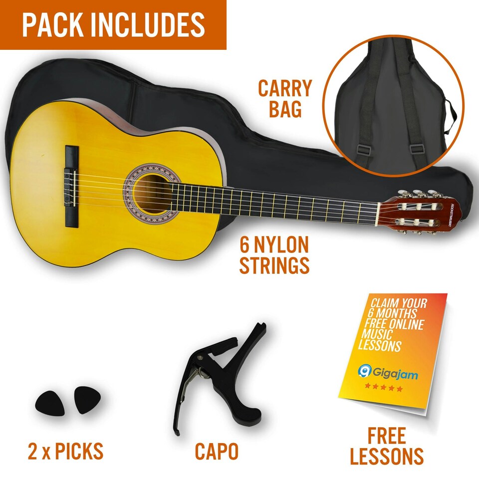 image 1 of XF Full Size Classical Guitar Starter Pack Brown