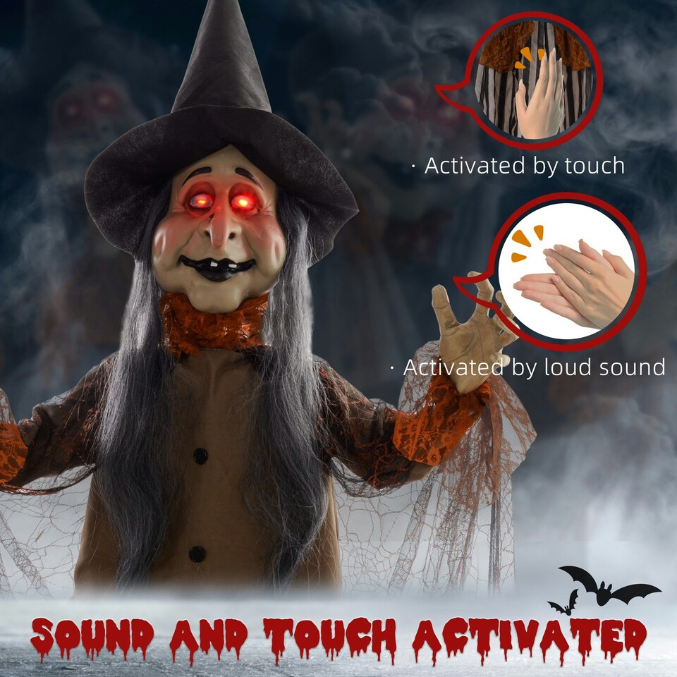 image 1 of HOMCOM Outdoor Halloween Animatronic with Sound Activated, Light Up Eyes