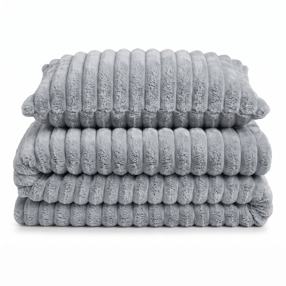 Velosso Jumbo Cord Faux Rabbit Fur Duvet Cover and Pillowcase Set