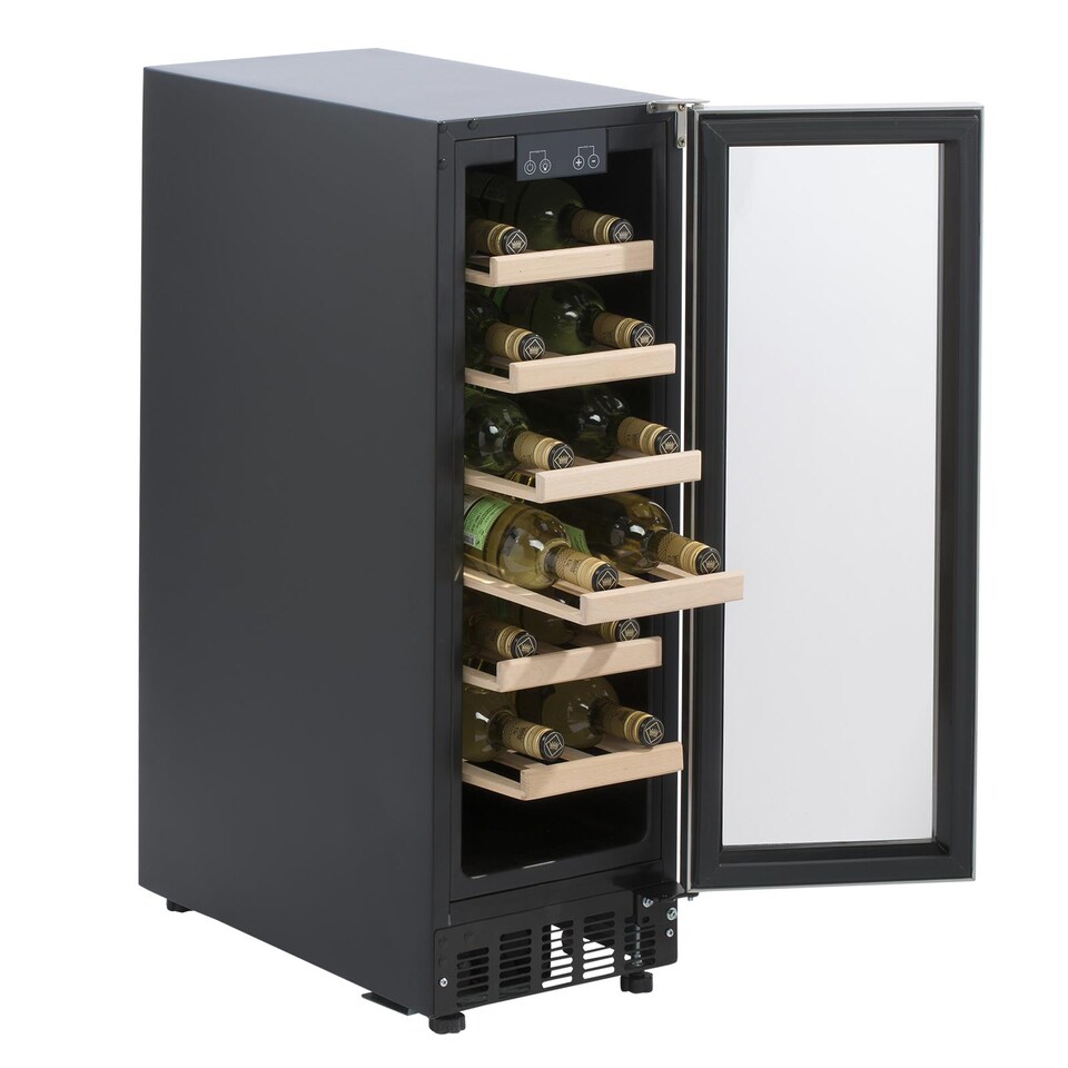 image 1 of SIA WC30SS/1 Undercounter Wine Cooler Fridge, 59L 19 Bottle Capacity, LED Light, Silver Black
