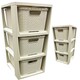 image 1 of 3 Drawer Large Spacious Rattan Effect Cream Home Office Modular Storage Tower Unit Cream