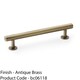 image 2 of Round T Bar Pull Handle - Antique Brass - 128mm Centres SOLID BRASS Drawer Door