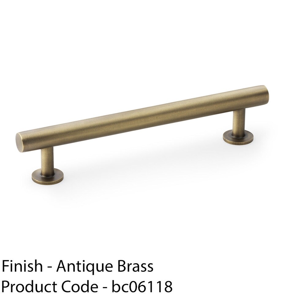 image 1 of Round T Bar Pull Handle - Antique Brass - 128mm Centres SOLID BRASS Drawer Door