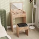 image 2 of HOMCOM Dressing Table with Mirror and Stool, Vanity Makeup Table with Flip Up Mirror, Vanity Desk with Storage Unit and Padded Seat, Wood