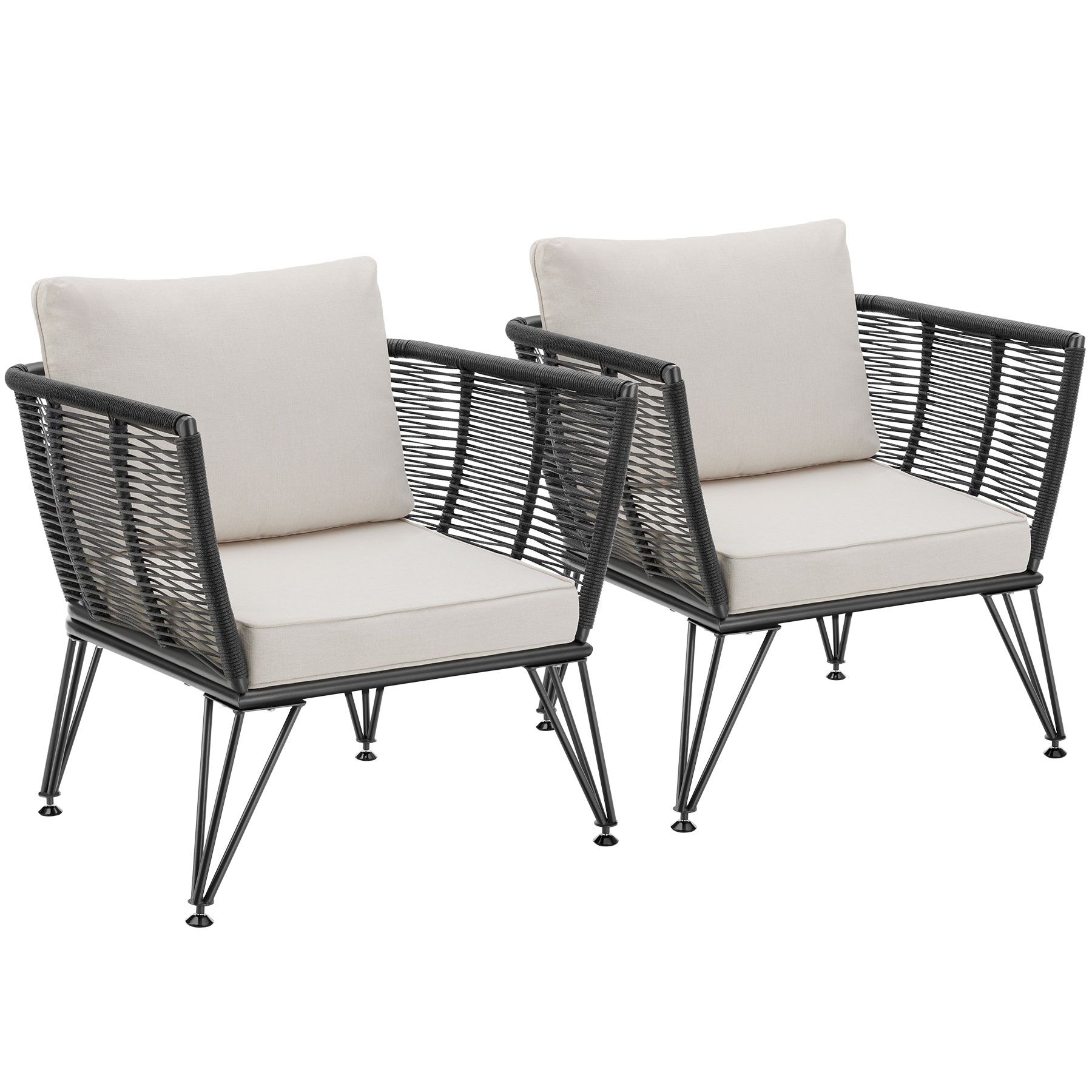 Garden Chair Sundo - thick seat cushions, removable cushion covers | Grey | anthracite | 67 x 75,50 x 71 cm | 2