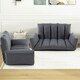 image 9 of COSTWAY Foldable Floor Sofa Upholstered Recliner Chair Grey