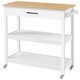 image 1 of Yaheetech Rolling Kitchen Island Cart on Wheels White