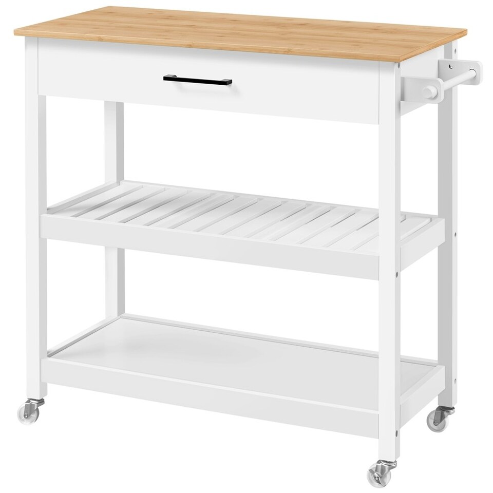 image 1 of Yaheetech Rolling Kitchen Island Cart on Wheels White