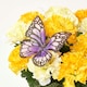 image 7 of Homescapes Set of 2 Yellow & Pink Carnation Artificial Flowers with Butterfly Decoration in Grave Vases