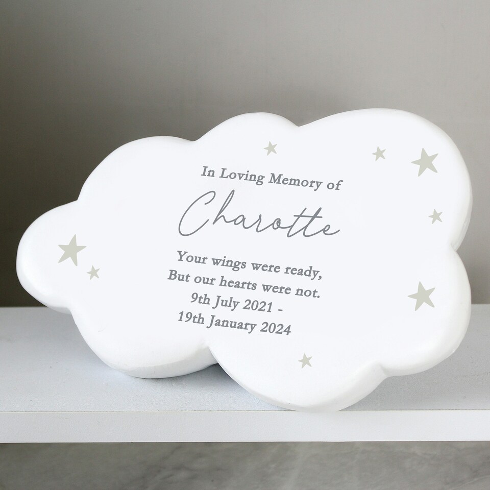 image 1 of Personalised Cloud Resin Memorial Garden Ornament