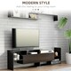 image 3 of HOMCOM Modern TV Cabinet with Wall Shelf, TV Unit with Storage Shelf and Cabinet, for Wall-Mounted 65 TVs or Standing 40 TVs, Black and Dark Brown | Black | 1